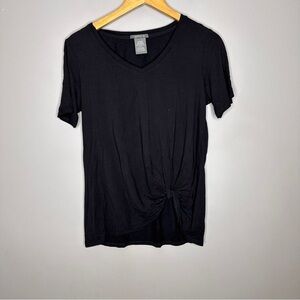 Matty M Black scoop neck twist front shirt sleeve Tshirt